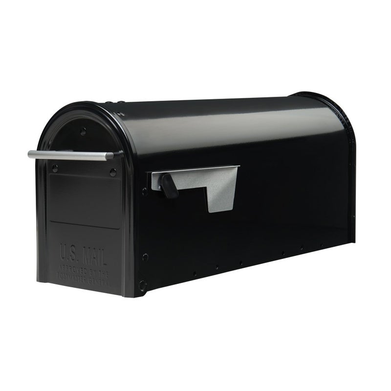 Architectural Mailboxes Franklin Post Mount Mailbox, Black with Silver Accents, FM110BEC - Image 1